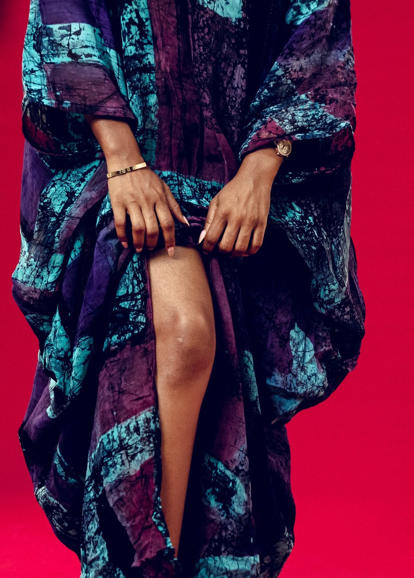 Tiwalola Chiffon Kaftan with Front-Slit Detail