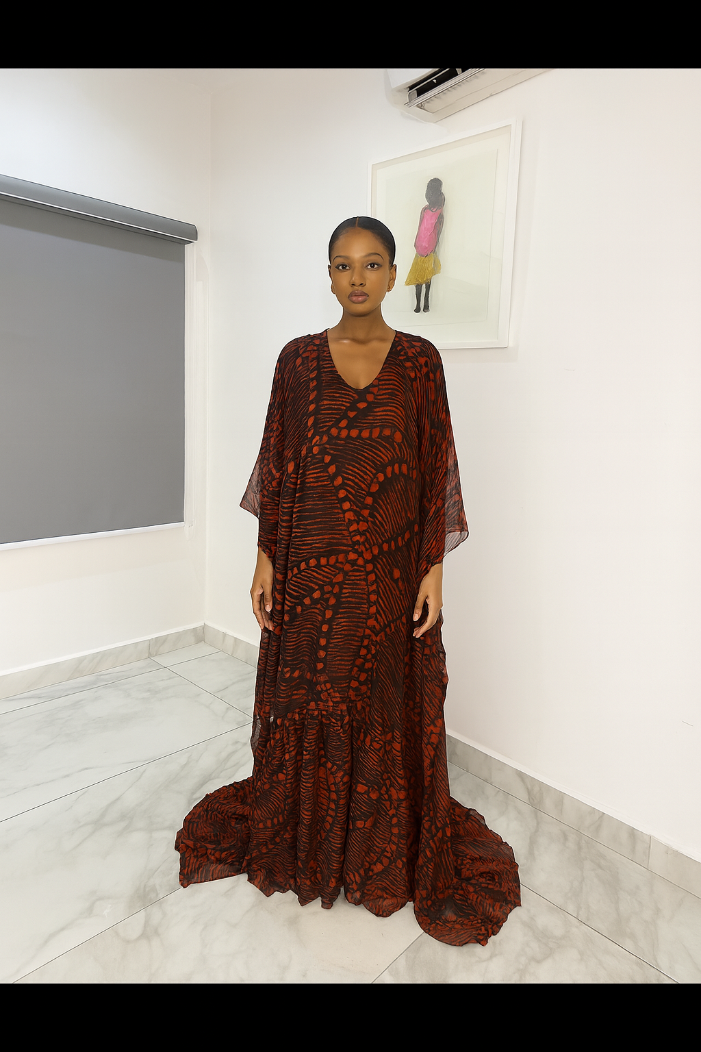 Olanna georgette V neckline tiered kaftan