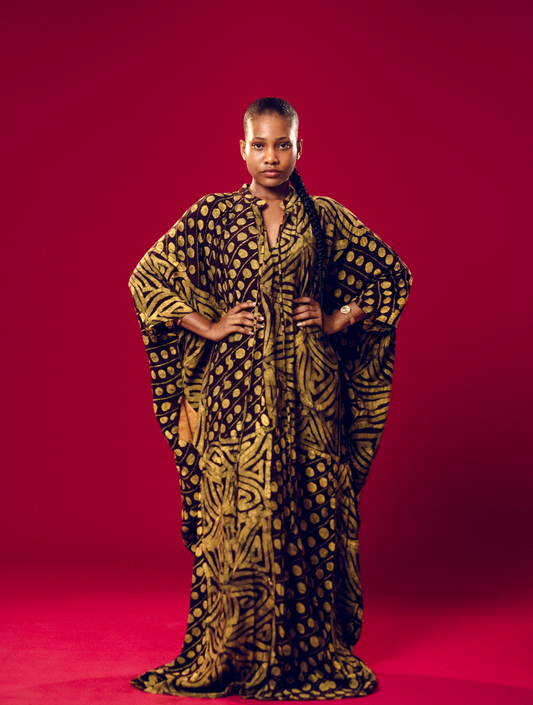 Dunni Adire Chiffon Kaftan