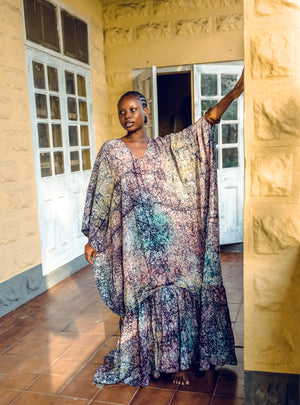 Wax Crush V neckline Kaftan