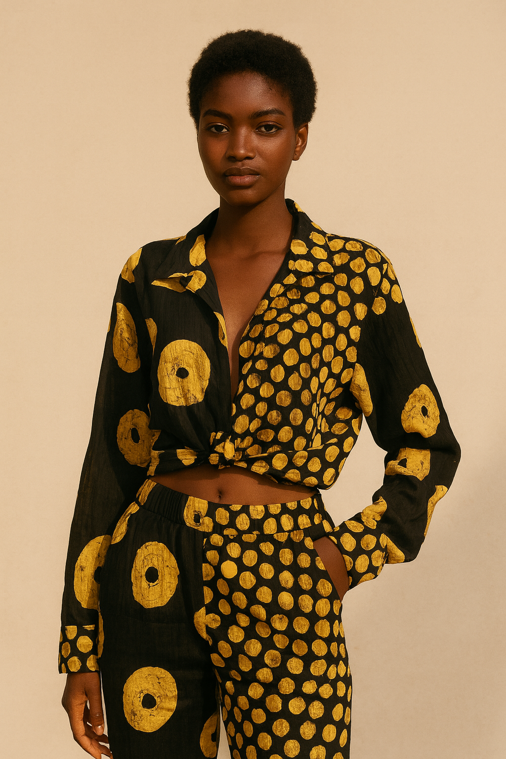 Chi Yellow Dotted Pant Set