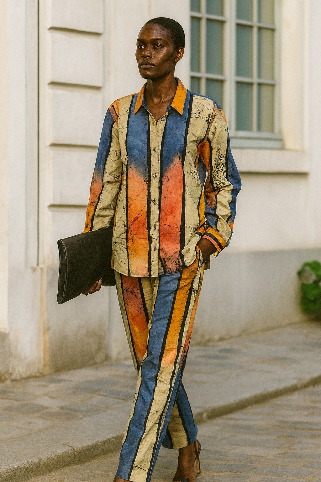 Striped in colour long sleeve Two Piece