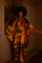 Load image into Gallery viewer, Ifeoma Silk-Jacquard Kaftan with Two Print Panels
