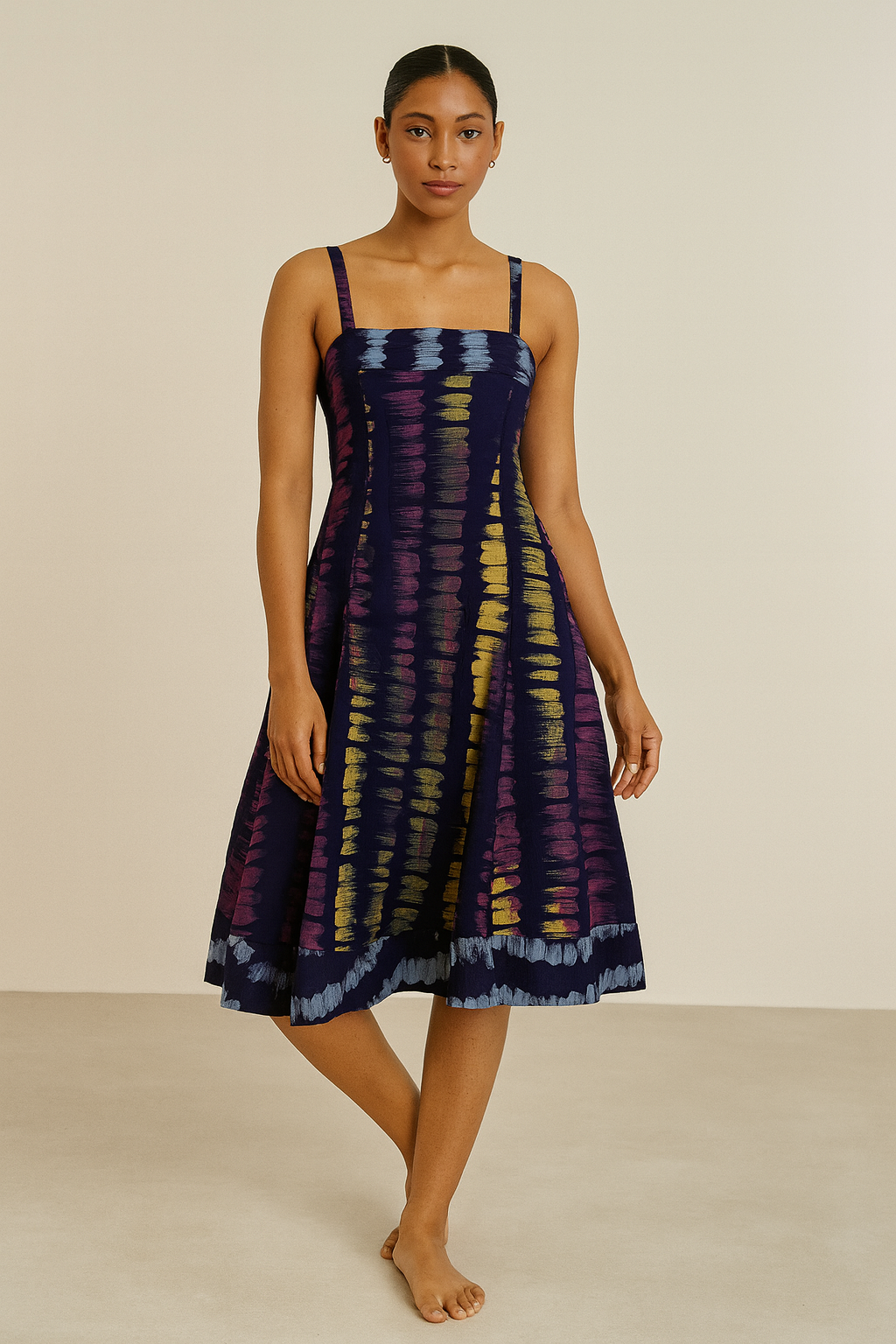 Kylie Sleeveless Denim Look Cotton Dress