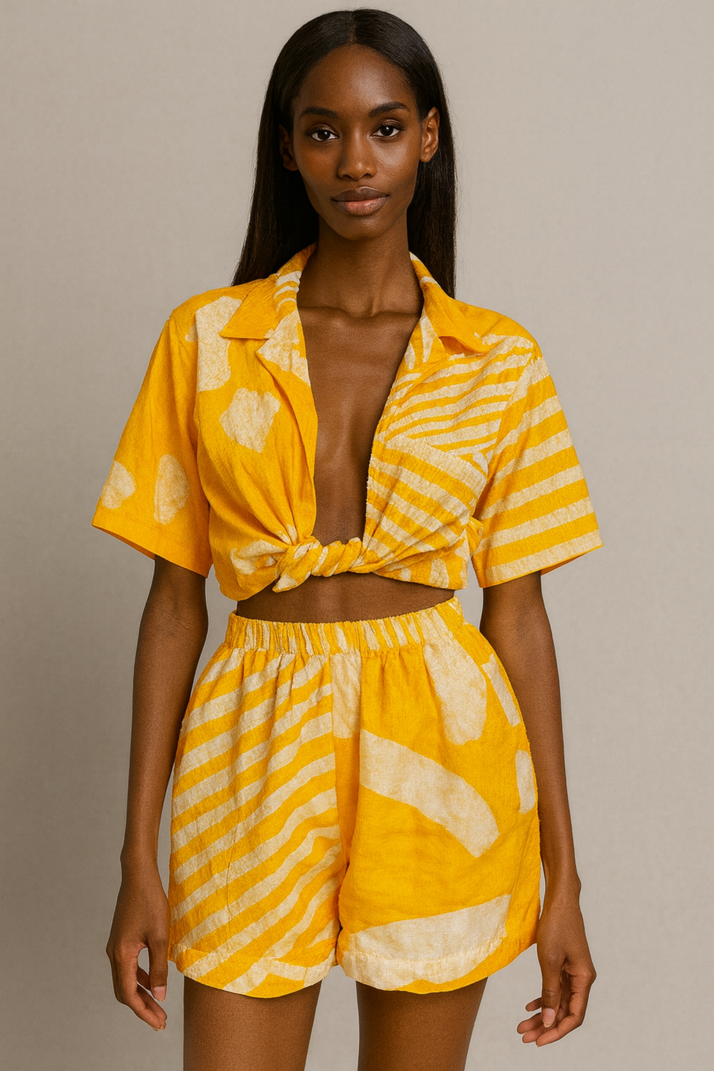 Yellow Brush Strokes Short Set