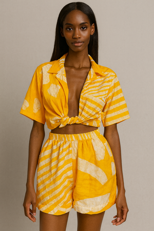 Yellow Brush Strokes Short Set