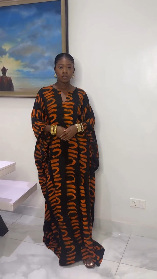 Orange & Black Mix Kaftan